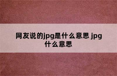 网友说的jpg是什么意思 jpg什么意思